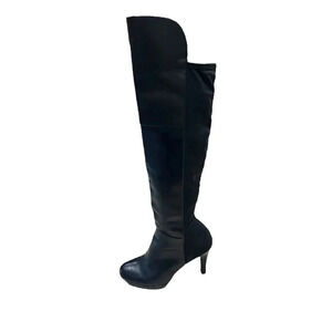 Adrienne Vittadini Women's Black Over The Knee High Heel Boots 6.5